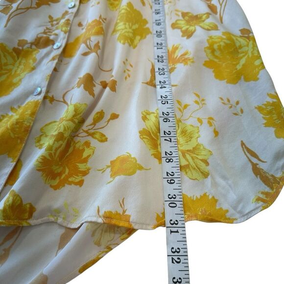 Free People Intimately Silkin' Around Sleep Shirt Yellow Floral, L - Picture 10 of 10